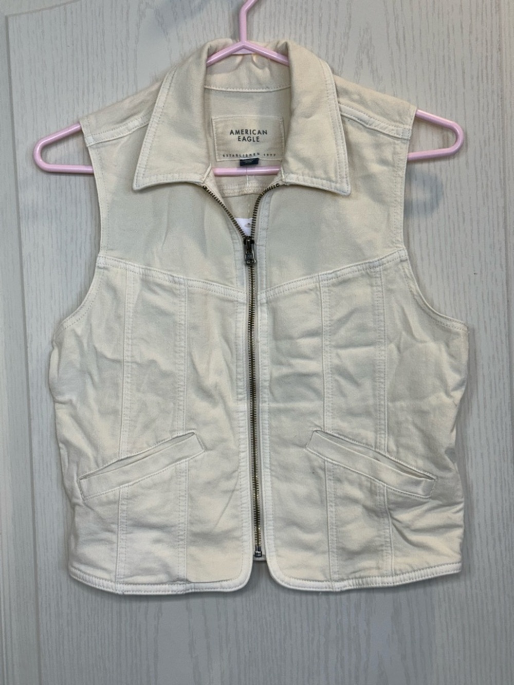 Off-White Sleeveless Zip Vest - S minimalist gorpcore Lagenlook